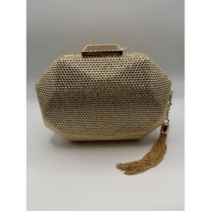 Olga Berg Gold Clutch with Tassel